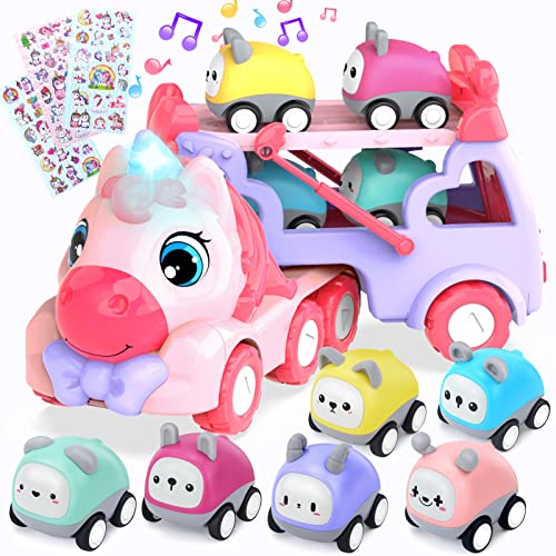 seveclotree spielzeugauto 7 in 1 transporter lkw mit licht musik für kinder ab 2 jahren