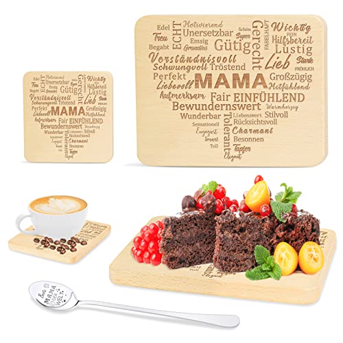 frühstücksbrett mama mit gravur, geschenkidee zum muttertag, holzbretter set