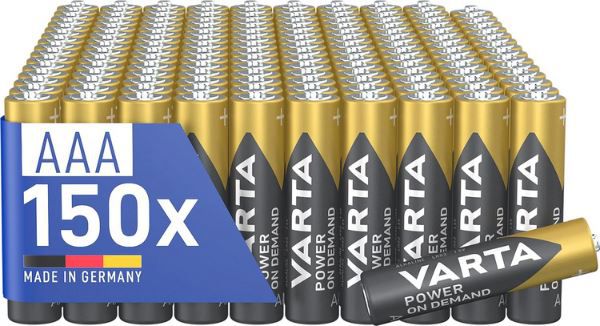 Produktbild: varta aaa alkaline batterien 150er pack ab 44,45 euro nur 0,30 euro pro stück