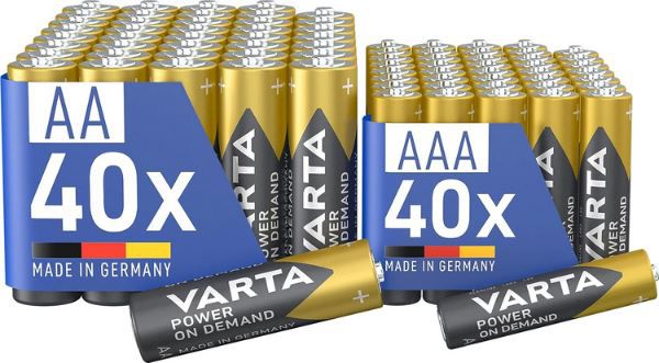 varta batterien mischpack 80er mit 40x aa und 40x aaa ab 25,64 Euro