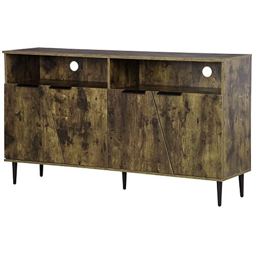 homcom sideboard küchenregal mit 2 abteilen und 2 schränken, industrial design, 147 x 40 x 83 cm