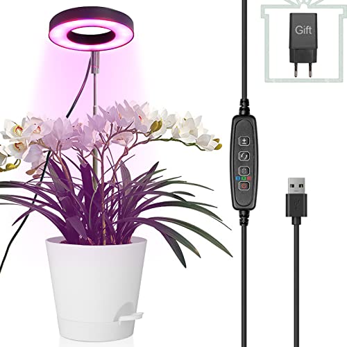 pflanzenlampe led vollspektrum mit zeitschaltuhr und usb adapter, höhenverstellbar