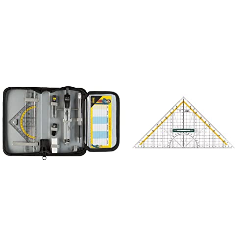 idena kompassset 11 teile mit anschlägen, lineal, 30 cm transparent, bruchsicher