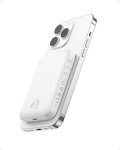 ankel 321 magnetic battery 5000 mah tragbarer wireless ladestock für iphone 15/14/13/12, weiß
