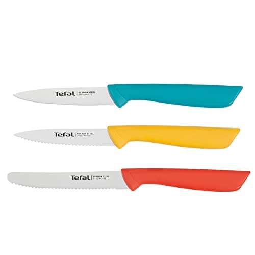 tefal messerset 3-teilig, universalmesser 10 cm, schälmesser gezahnt und glatt, edelstahl