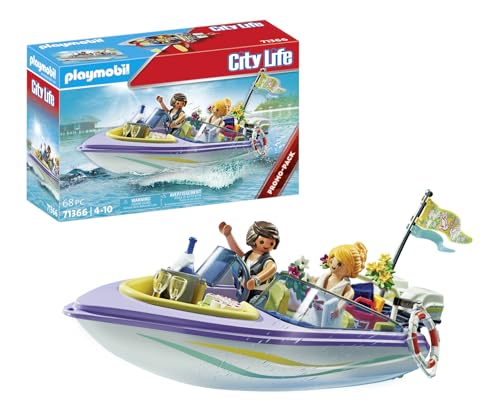 PLAYMOBIL City Life 71366 Hochzeitsreise Motorboot Set für Kinder ab 4 Jahren
