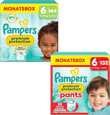 144 windeln pampers premium protection + 132 pampers hosen für 99,36 euro