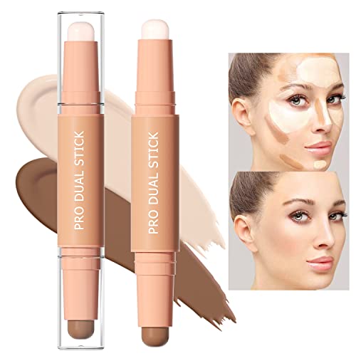 2 in 1 kontur stick concealer highlighter bronzer wasserfest, KXAMELIE (licht + hellbraun)