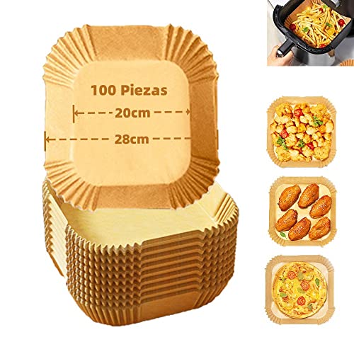 Produktbild: baking paper für hot air fryer 20 cm, 100 stück, wasserfest, ölbeständig, wegwerf-trays