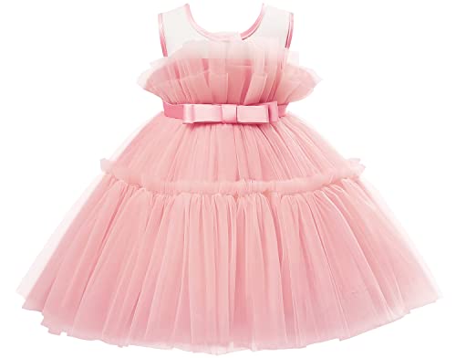 agqt tutu kleid mädchen rosa tüll festlich geburtstag party 3-4 jahre