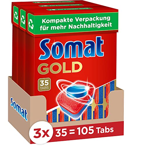 somat gold spülmaschinen tabs 105 tabs, starke tabs gegen eingebrannte flecken, nachhaltig