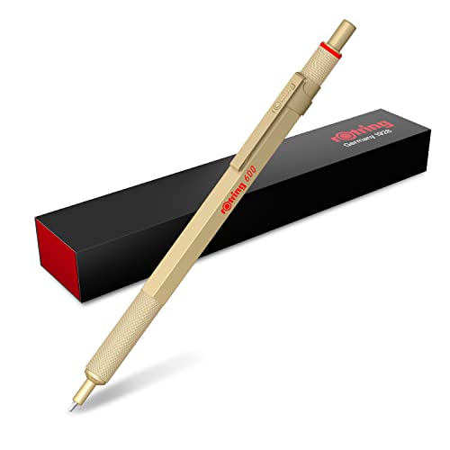 rOtring 600 kugelschreiber nachfüllbar schwarz goldschaft mittlere spitze