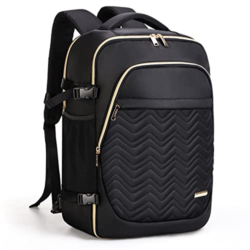 lekespring rucksack für damen 17 zoll laptop handgepäck schwarz gesteppt reisen