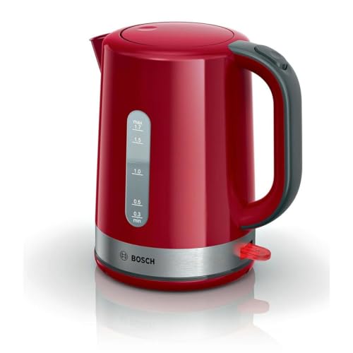 bosch wasserkocher comfortline 1,7 l 2200 w mit kalkfilter und abschaltautomatik, rot