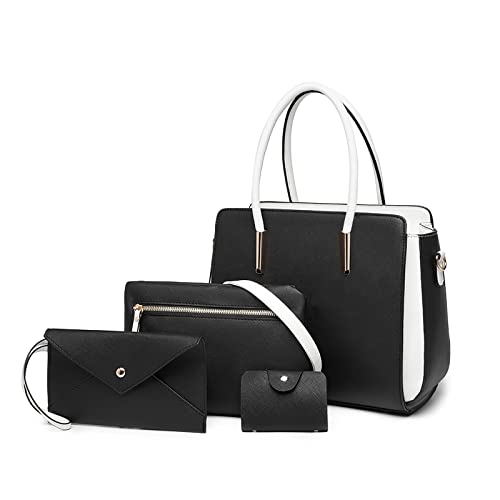 yeumouG handtasche damen 4-teiliges set umhängetasche geldbörse kartenhalter schwarz