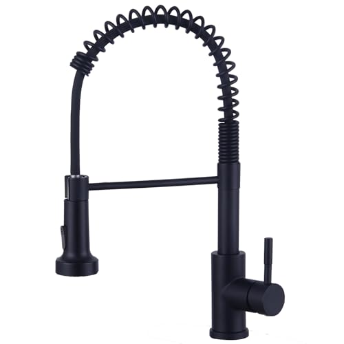 wasserhahn küche schwarz, hochdruck armatur mit ausziehbarer brause 360 drehbar, edelstahl