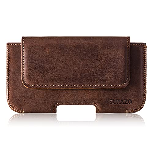 surazo gürteltasche echtleder für iphone 14 pro max holster case nussbraun
