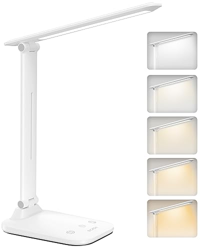 led dimmbare tischlampe mit 5 farbmodi und usb port, leselampe für kinder und büro