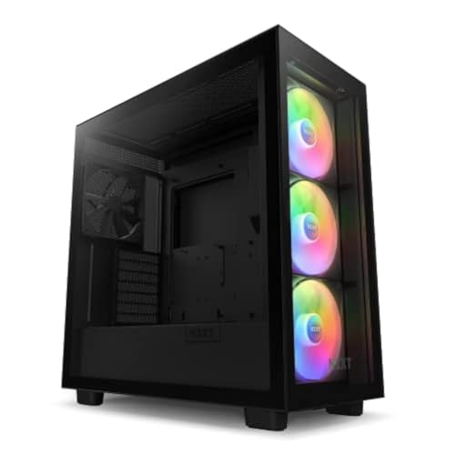 nzxt h7 elite gaming pc gehäuse atx mid-tower usb-c drei rgb lüfter schwarz