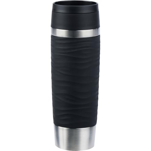 emsa isolaierbecher travel mug 0,5 liter schwarz Edelstahl, 360-trinköffnung, 100% dicht