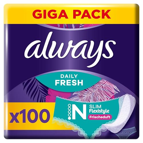 always daily fresh slipeinlagen ultra-dünn 100 stück, mit frischeduft, für alle slipformen