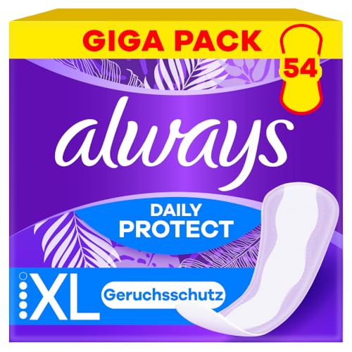 always daily protect slipeinlagen extra long, 54 binden, atmungsaktiv, flexibles giga pack