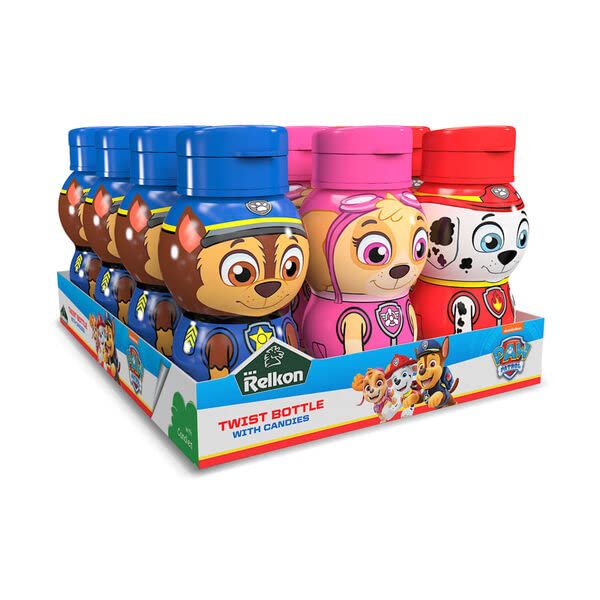 paw patrol trinkflasche mit deckel und 10 g jelly beans, tray mit 12 flaschen