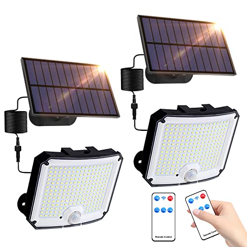 YzZyzz solarlampen außen 208 led mit bewegungsmelder 3 modi ip65 2 stück 5m kabel
