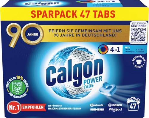calgon wasserenthärter 4-in-1 tabs gegen kalkablagerungen und gerüche, 47 stück