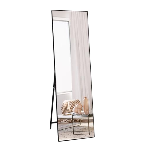 vasemouh ganzkörperspiegel 140 x 41 cm mit schwarzem rahmen für schlafzimmer bad wohnzimmer