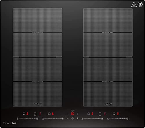 induktionskochfeld amzchef mit 2 zonen und schnellheizfunktion 2000 watt