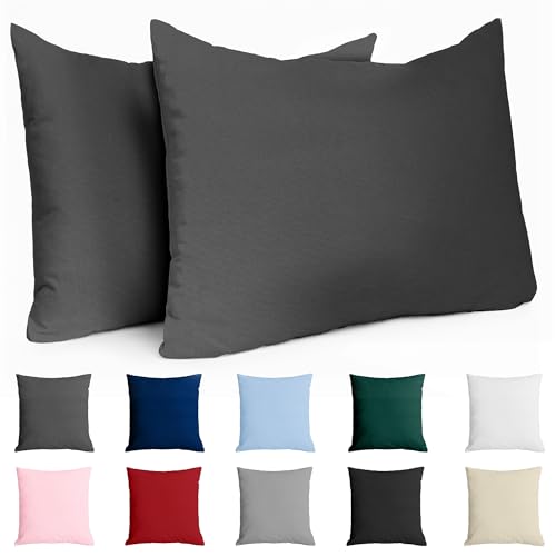 dreamzie kissenbezug 40 x 80 cm set aus 2 anthrazit oeko-tex zertifiziert
