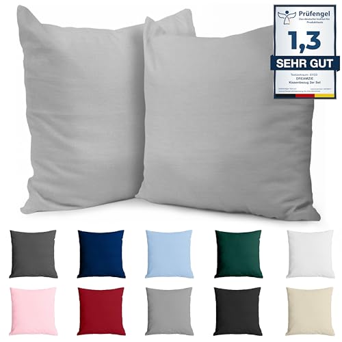 dreamzie kopfkissenbezug 60 x 60 cm set 2 lichtgrau oeeko-tex zertifiziert