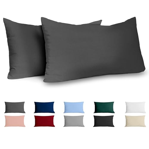 kissenbezug 50x80 cm anthrazit 2er-set renforc baumwolle oeko tex dreamzie