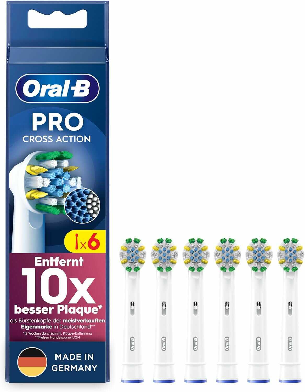 oral-b cross action bürstenkopf für tiefenreinigung, 6 stück
