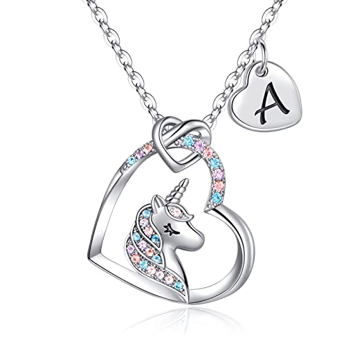Produktbild: eingehorn geschenke mädchen, silber kette mit buchstaben a, geburtstagsgeschenk kinder 5-12 jahre