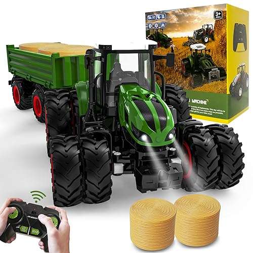 ferngesteuerter traktor rc mit anhänger, spielzeug ab 2-6 jahre, geschenkidee