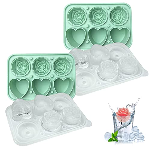 silicone eiswürfelschalen 2er set mit deckel, herzform, spülmaschinenfest, BPA-frei