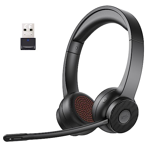 eksa h16 bluetooth headset, kabelloses headset mit mikrofon und usb dongle, 55 stunden akku