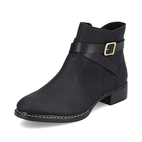 rieker damen biker boots 73495 schwarz 38 eu flache stiefeletten booties
