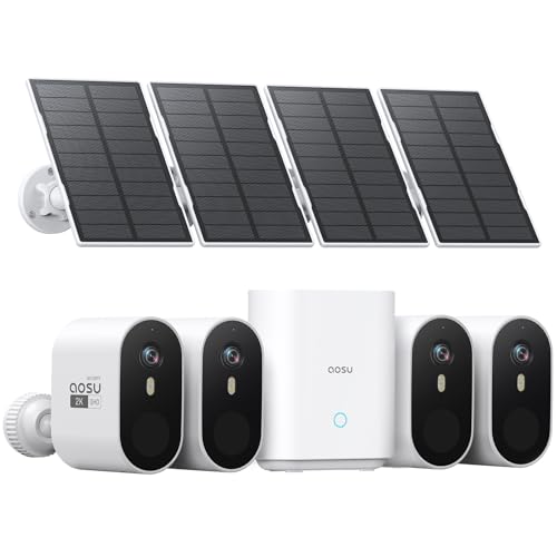 Produktbild: aosu 2k solar überwachungskamera außen 4er-set mit homebase und wlan 32g akku