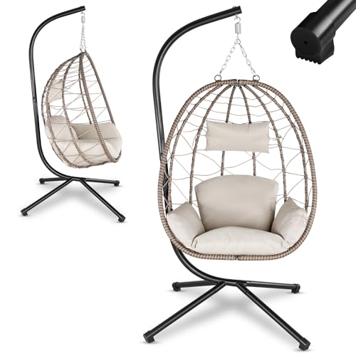 hängesessel juskys aria höhenverstellbar faltbar inkl. kissen beige grau