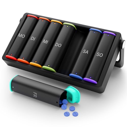 tablettenbox 7 tage koviuu pillendose mit 2 fächern für eine woche schwarz