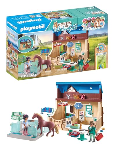 playmobil reittherapie, tierarztpraxis, pferde am wasserfall 71352