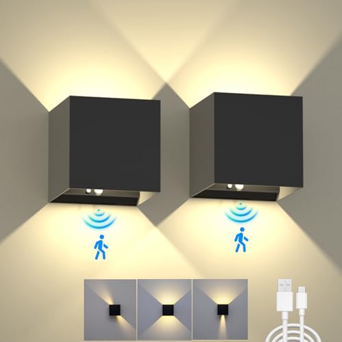 supalig wandlampe mit bewegungsmelder 6000mAh batteriebetrieben 6W 3000K schwarz