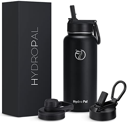 hydropal trinkflasche edelstahl 750 ml 1 l 1,2 l bpa-frei isoliert mit strohhalm und 2 deckeln