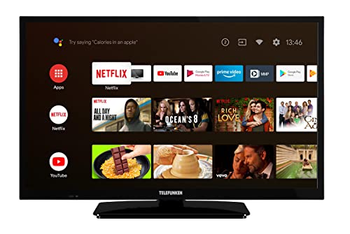 telefunken 24 zoll fernseher, android smart tv, hd ready, hdr, triple-tuner, 12 volt, bluetooth