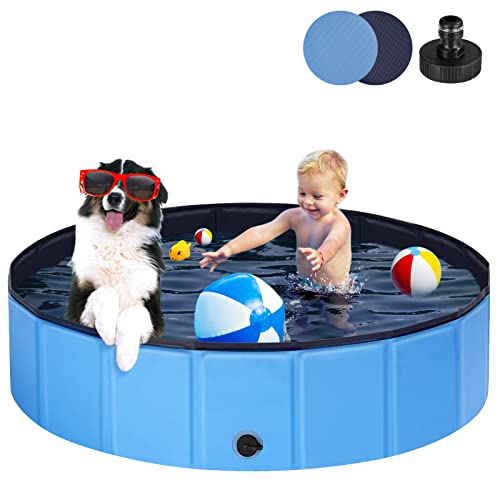 ezilif hundepool für hunde, faltbarer schwimmbecken 80 x 20cm, rutschfest, pvc