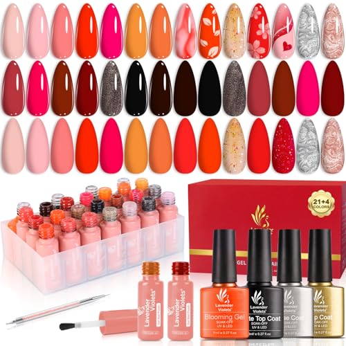 Produktbild: lavender violets gel nagellack set 25 pcs rose gold mit unterlack und top coat