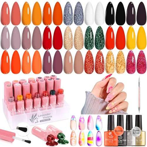 lavender violets 26 teiliges UV gel nagellack set mit unterlack und überlack für nageldesign